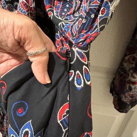 FARM RIO Paisley Snake Print Button Down Tie Front One Piece Romper - Picture 11 of 16